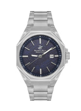 Beverly Hills Polo Club Men's Watch, Analog, Blue Dial, Silver Stainless Steel Strap, BP3544X.390